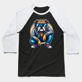 Bulldog With Sunglasses Baseball T-Shirt